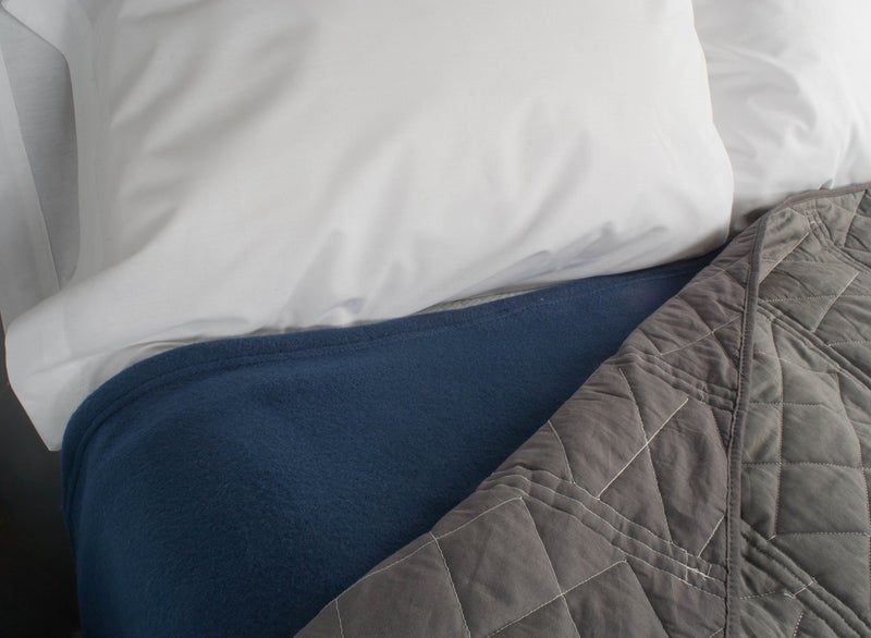 DII J & M Home Fashions Luxury Fleece Blanket, Full/Queen, 1-Piece, Dark Blue - Image 4